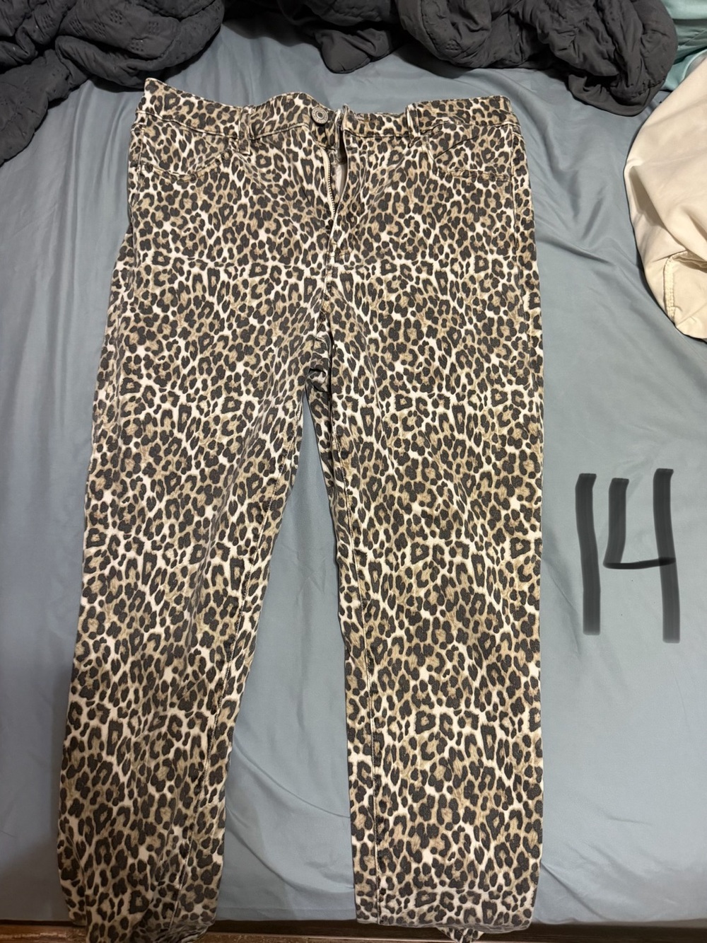 American Eagle Outfitters Leopard Print Straight Leg Jeans - Tan/Black